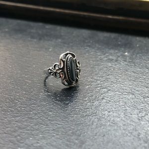 Obsidian Stone Ring Sz 5